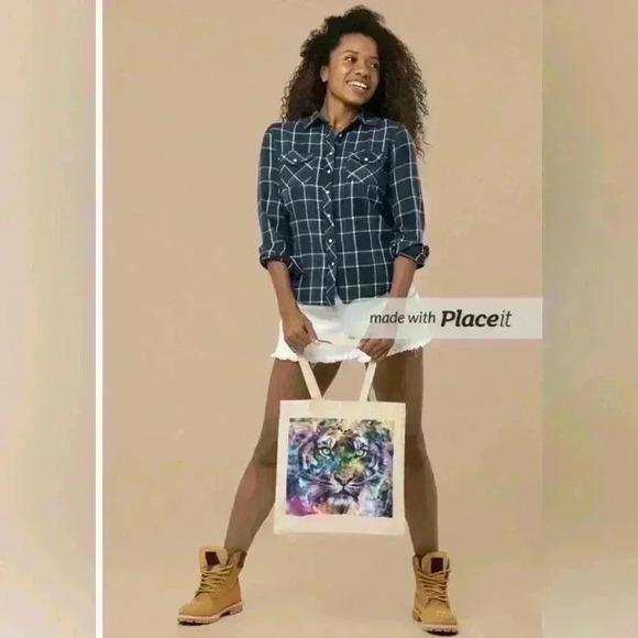 natalythyme Handbags - Pop art tiger  rainbow colors recyled  canvas tote bag